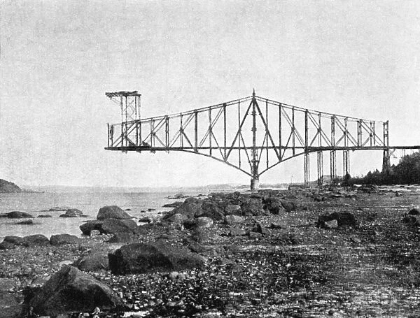 QUEBEC BRIDGE, 1907. The south anchor arm and cantilever arm of the Quebec Bridge on the St