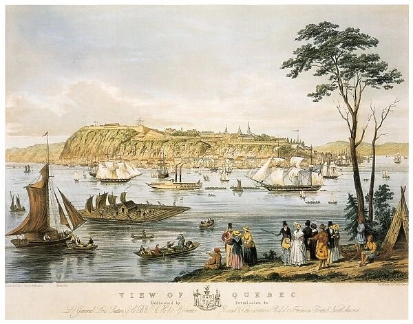 QUEBEC: SKYLINE, c1844. Quebec City viewed from Saint Lawrence River. Lithograph, c1844