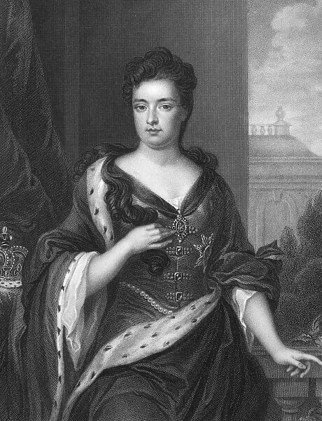 QUEEN ANNE (1665-1714). Queen of Great Britain and Ireland, 1702-1714. Stipple engraving after a painting by Sir Godfrey Kneller