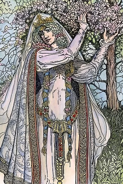 QUEEN GUINEVERE, 1923. Queen Guinevere Goes A-Maying. Illustration by Louis Rhead