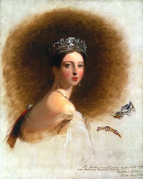 QUEEN VICTORIA (1819-1901). Oil on canvas, 1838, by Thomas Sully