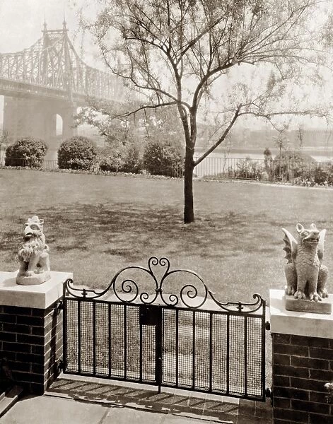 QUEENSBORO BRIDGE, 1926. View of the Queensboro Bridge from the terrace of Ann