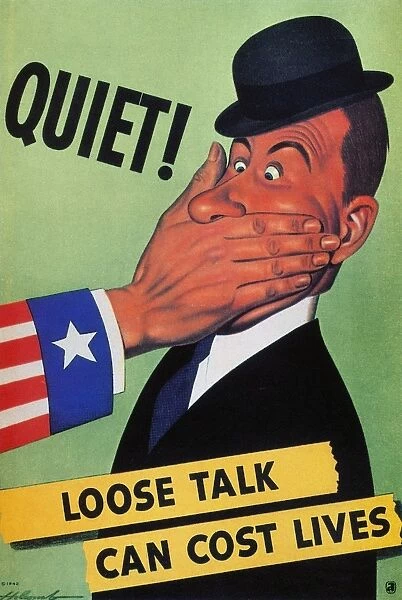 Quiet! Loose Talk Can Cost Lives. American World War II poster, 1942, warning of the dangers of careless talk