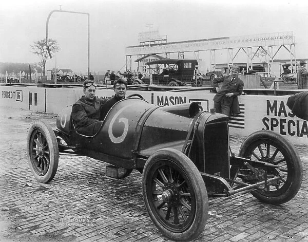 RACECAR DRIVERS, c1913. Two racecar drivers at a racetrack in Indianapolis. Photograph