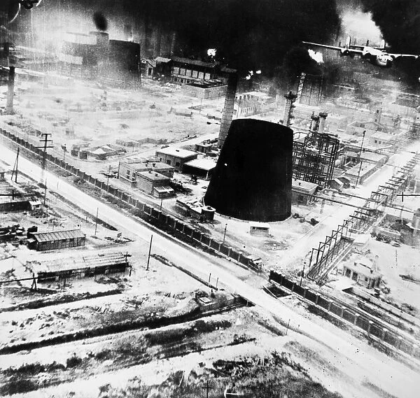 The raid by American B-24 bombers on the oil refineries at Ploesti, Romania, May 1944