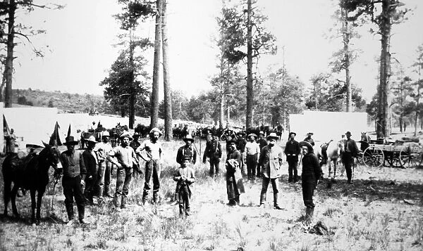 RAILROAD CAMP, 1880s. Camp of railroad construction workers engaged in building the Atlantic