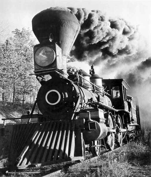 RAILROAD: LOCOMOTIVE. An American steam locomotive, c1862. Motion picture still, mid-20th century