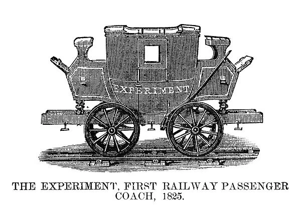 RAILROAD: PASSENGER CAR. The Experiment. The first railway passenger coach built in 1825