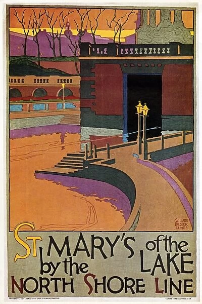 RAILROAD POSTER, 1925. St. Marys of the Lake by the North Shore Line