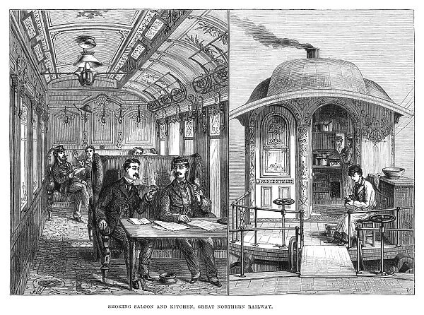 RAILROAD: SALOON & KITCHEN. A smoking saloon and a kitchen on the Great Northern