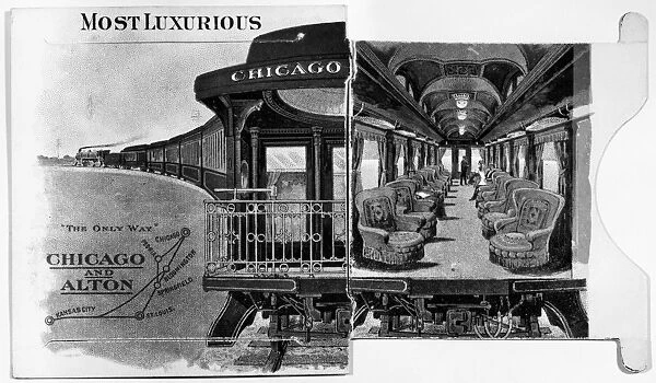 RAILROAD TRADE CARD. American merchants trade card for Chicago and Alton Railroad