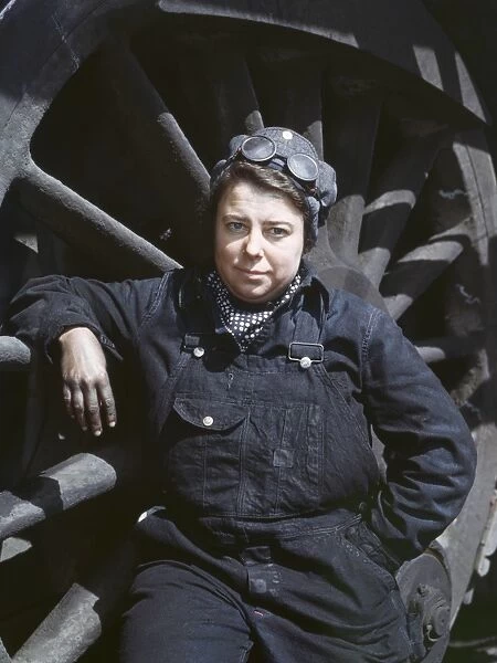 RAILROAD WORKER, 1943. Mrs. Dorothy Lucke, a wiper in the roundhouse of the Chicago