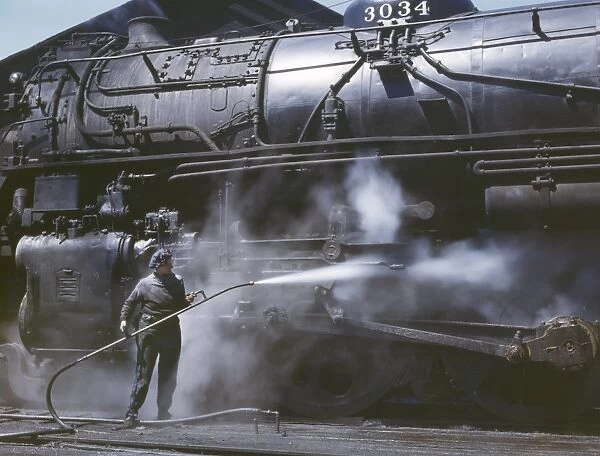 RAILROAD WORKER, 1943. Mrs. Viola Sievers, employee of the Chicago and Northwestern