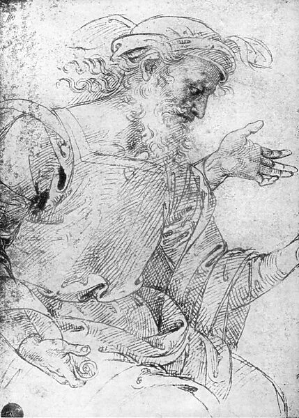 RAPHAEL: EZEKIEL. The prophet Ezekiel. Detail from a drawing by Raphael (1483-1520)
