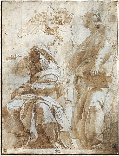 RAPHAEL: STUDY, c1510. Study by Raphael for a fresco of the prophets Hosea and Jonah