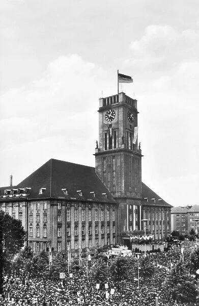 Rathaus Sch├Âneberg, the city hall in West Berlin, during President John F. Kennedys visit on 26 June 1963
