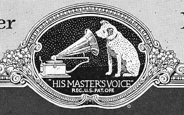 RCA VICTOR TRADEMARK, 1922. His Masters Voice. An early version of RCA Victors trademark