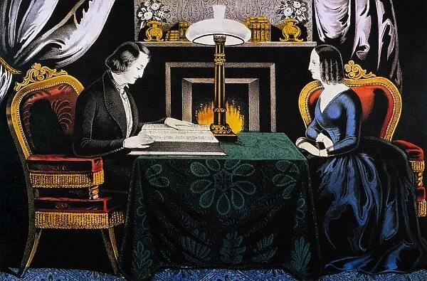 READING THE SCRIPTURES. Undated lithograph by Nathaniel Currier
