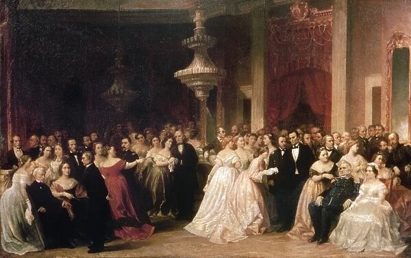 Reception of General Ulysses S. Grant by President and Mrs. Lincoln in the East Room at the White House, 1864. Oil painting attributed to Francis B. Carpenter