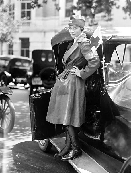 RED CROSS, 1917. A member of the American Red Cross Motor Corps, 1917