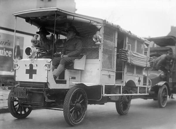 RED CROSS: AMBULANCE. A Red Cross ambulance of the National Guard of the State of New York, 1910s