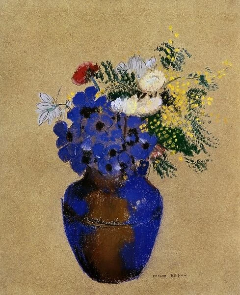 REDON: VASE OF FLOWERS. Pastel drawing by Odilon Redon (1840-1916)