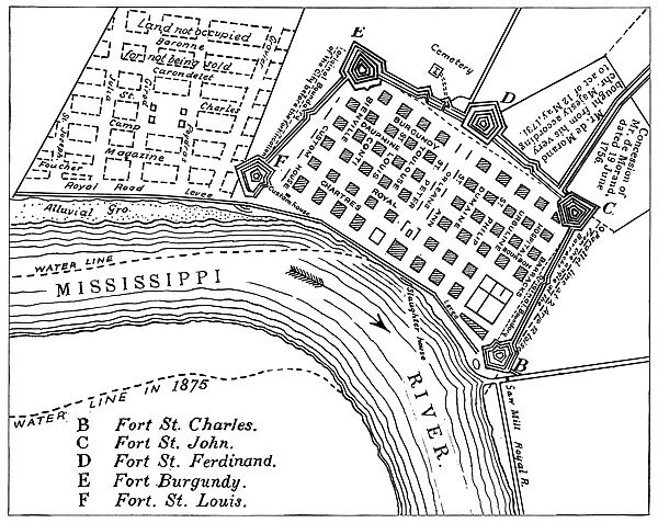 Detail redrawn (1875) from A Plan of the City of New Orleans and Adjacent Plantations, 1798