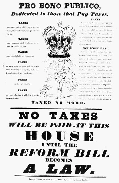 REFORM BILL POSTER, 1832. An 1832 placard of passive resistance used as a weapon