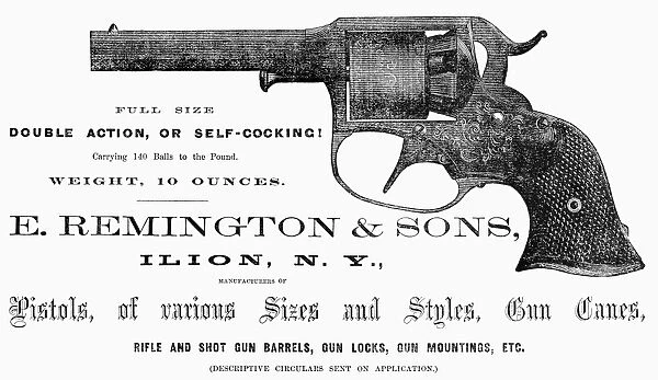 REMINGTON REVOLVER. American advertisement, 19th century