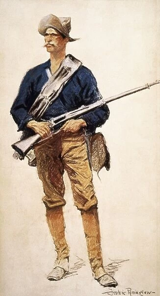 REMINGTON: SOLDIER, 1901. Frederic Remington: Infantry Soldier. Pastel on paper, 1901