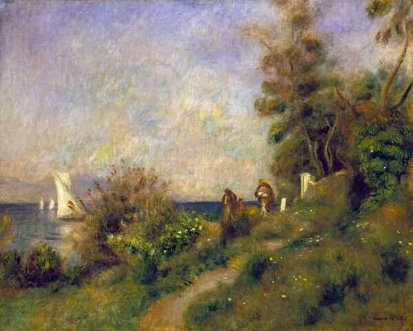RENOIR: ANTIBES, 1888. Landscape at Antibes, France. Oil on canvas by Pierre Auguste Renoir, 1888