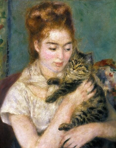 RENOIR: WOMAN WITH A CAT. Pierre Auguste Renoir: Woman with a Cat. Canvas, c1875