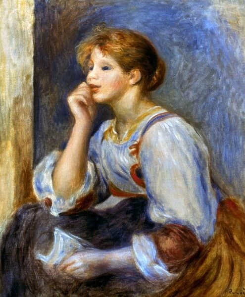 RENOIR: WOMAN READING. Woman reading a letter. Oil on canvas by Pierre Auguste Renoir