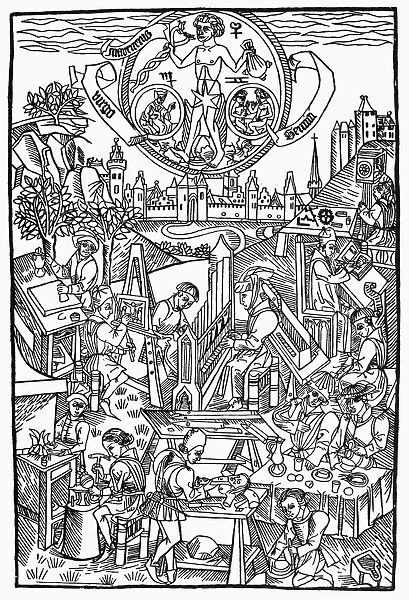 Representation of Mercury, the planet of science and the arts. Woodcut, c1470