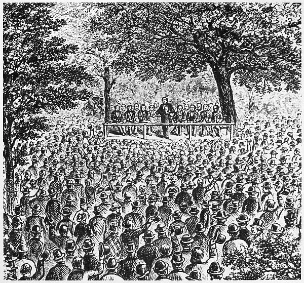 REPUBLICAN CONVENTION, 1854. The first Republican convention, held outdoors at Jackson