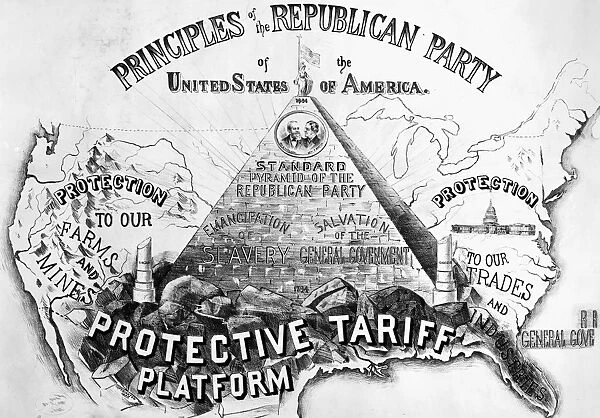 REPUBLICAN PRINCIPLES, 1888. Lithograph campaign poster for the Republican party in the presidential campaign of 1888