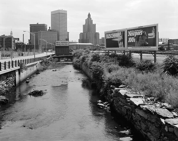 RHODE ISLAND: CANAL. The Blackstone Canal with Canal Street on the left, in Providence