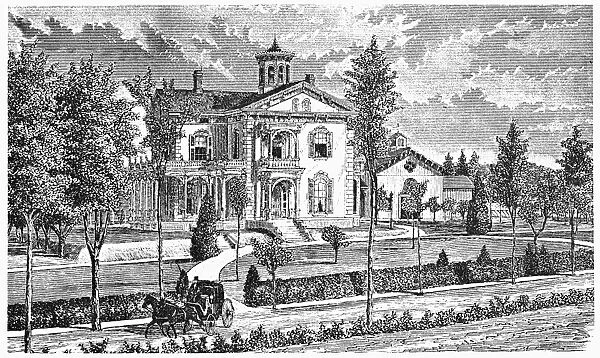 RICHARD HAWKINS RESIDENCE. The Richard F. Hawkins residence in Springfield, Massachusetts. Wood engraving, c1879