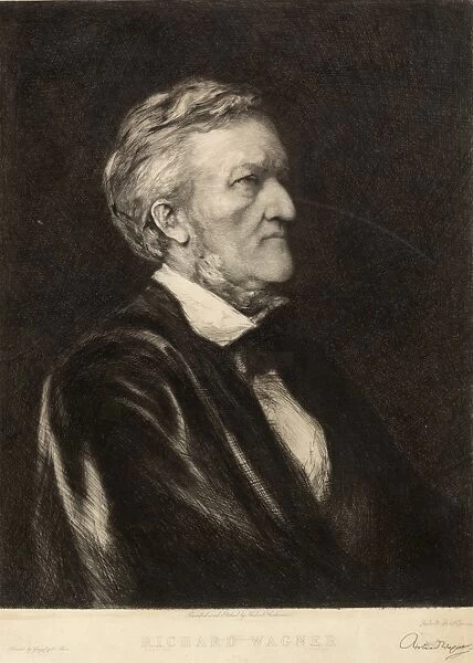 RICHARD WAGNER (1813-1883). German composer. Etching by Sir Hubert von Herkomer, c1878
