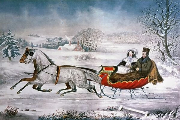 THE ROAD-WINTER, 1853. Lithograph, 1853 by Nathaniel Currier