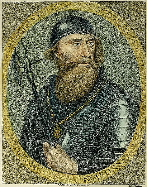 ROBERT THE BRUCE (1274-1329). Robert I of Scotland: Color engraving, English, 1797