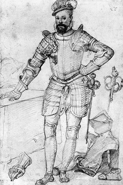 ROBERT DUDLEY (1532-1588). 1st Earl of Leicester. English courtier. Drawing by Federico Zuccaro