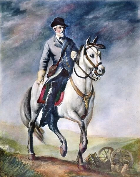 ROBERT E. LEE (1807-1870). American Confederate general. General Lee on horseback. After the painting by L. Valdemar Fischer