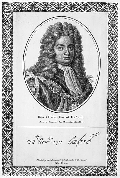 ROBERT HARLEY (1661-1724). English politician. Etching, English, 18th century