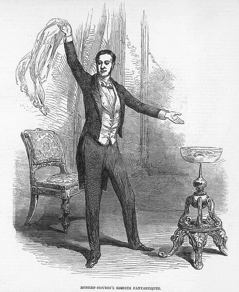 ROBERT HOUDIN (1805-1871). French magician. Houdin performing in Londoin in 1848: contemporary English engraving