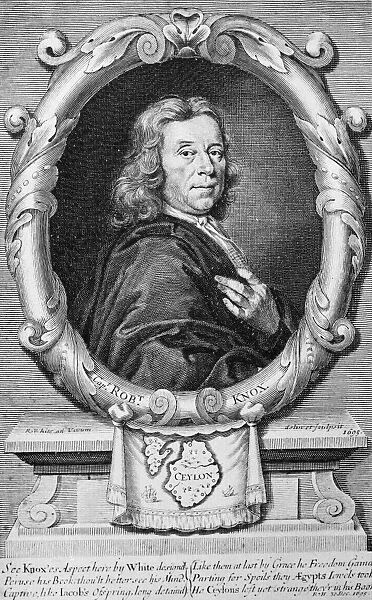 ROBERT KNOX (1642-1720). English seaman and author. Line engraving by R. White, 1695, encaptioned with verses by Robert Hooke