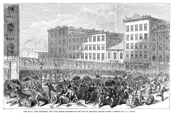 ROCHESTER: RIOT, 1872. Police charge a mob on Exchange Street in Rochester, New York