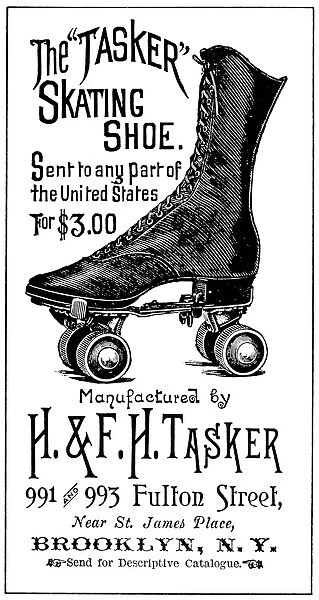 ROLLER SKATES, 1885. American advertisement, 1885