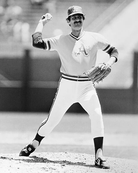 ROLLIE FINGERS (1946- ). Roland Glen Fingers, known as Rollie. American baseball pitcher. Photographed as a member of the Oakland Athletics, c1973
