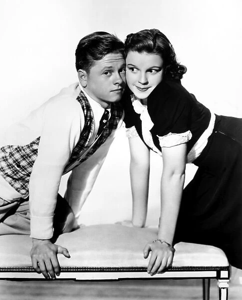 ROONEY AND GARLAND, 1938. American actor Mickey Rooney (1920- ) and American singer and actress Judy Garland (1922-1969). Still from the film Love Finds Andy Hardy, 1938